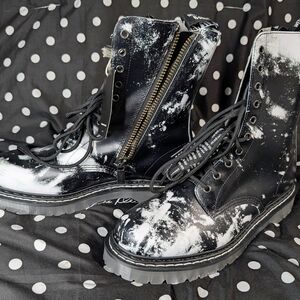 Dr. Martens And Nine Inch Nails NIN Collaboration Black and White Splatter Boots